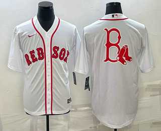 Men%27s Boston Red Sox Big Logo White Stitched MLB Cool Base Nike Jersey->boston red sox->MLB Jersey